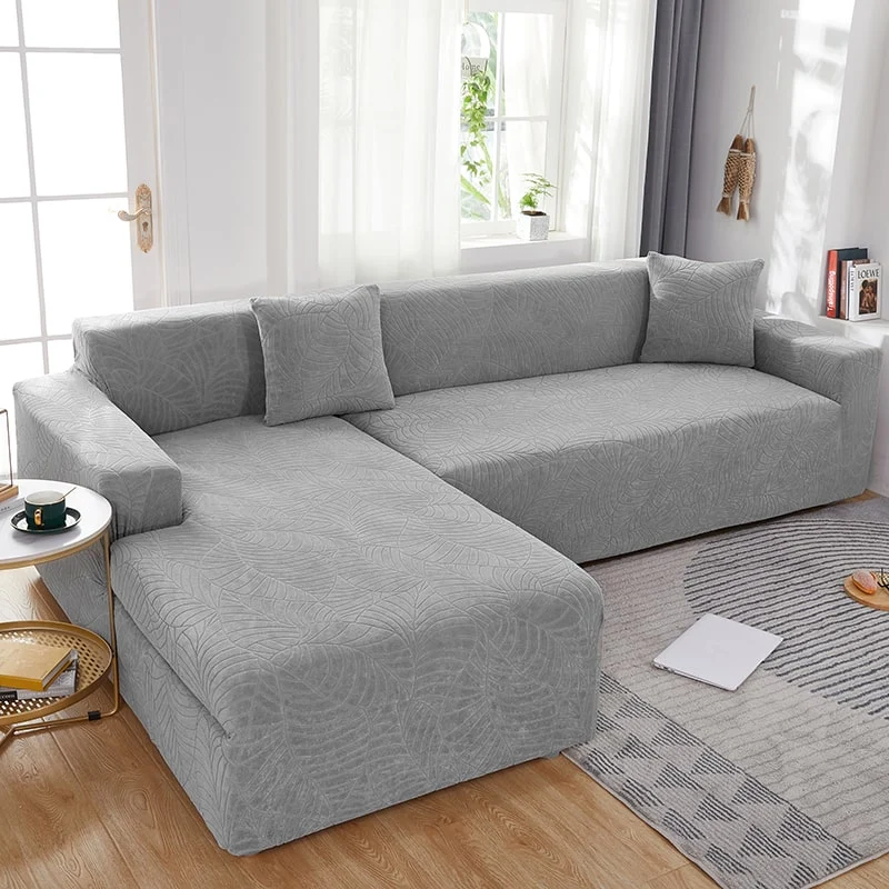 Housse de Canapé d'Angle Imperméable Gris Clair