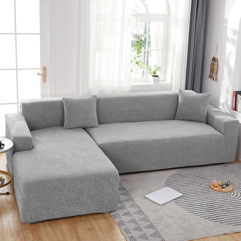 Housse de Canapé d'Angle Imperméable Gris Clair