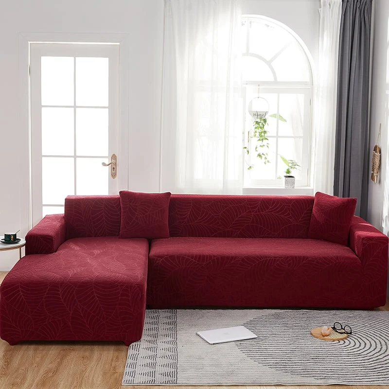 Housse de Canapé d'Angle Imperméable Bordeaux
