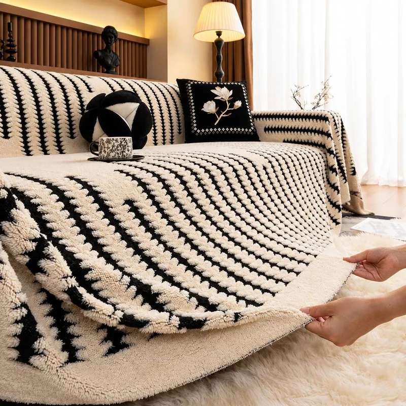 Plaid Canapé Décoratif à Motifs Géométrique - Style Moderne