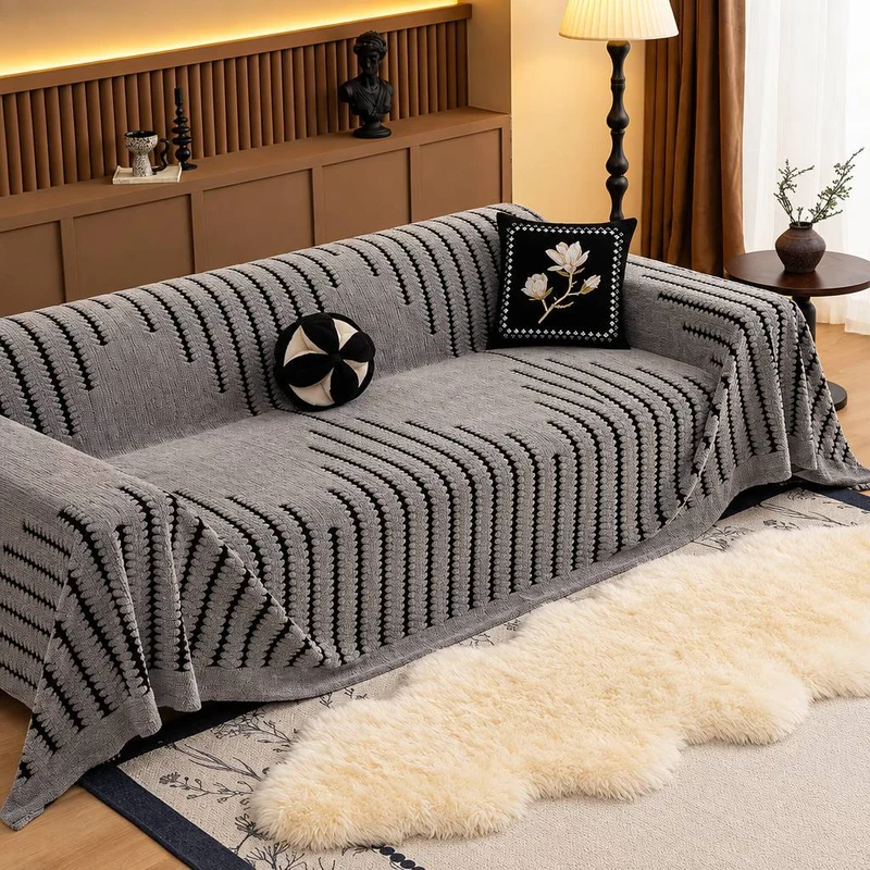 Plaid Canapé Décoratif à Motifs Géométrique - Style Moderne