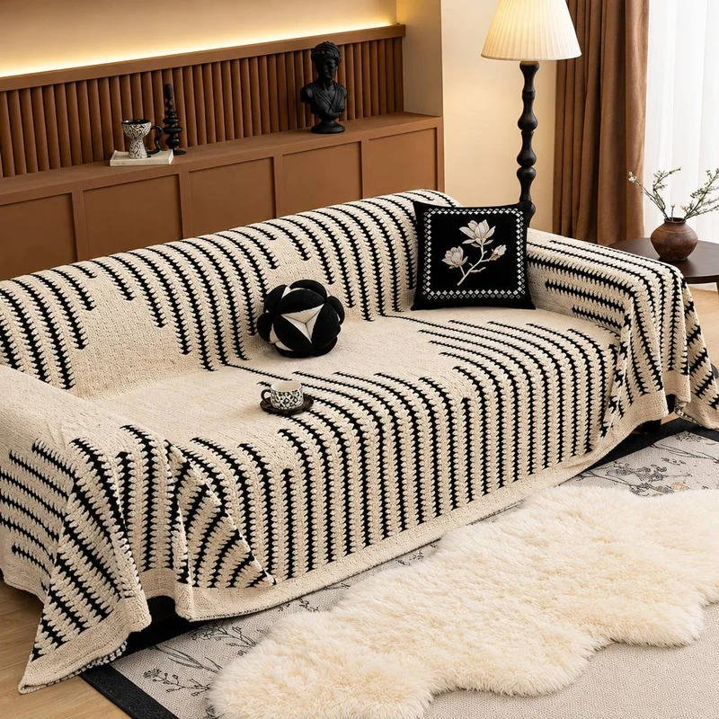 Plaid Canapé Décoratif à Motifs Géométrique - Style Moderne
