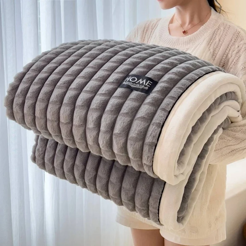 Plaid Canapé Ultra Doux Côtelé - Couverture Moelleuse et Décorative