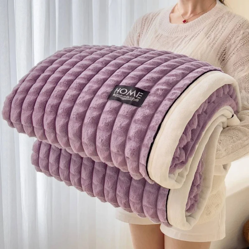 Plaid Canapé Ultra Doux Côtelé - Couverture Moelleuse et Décorative