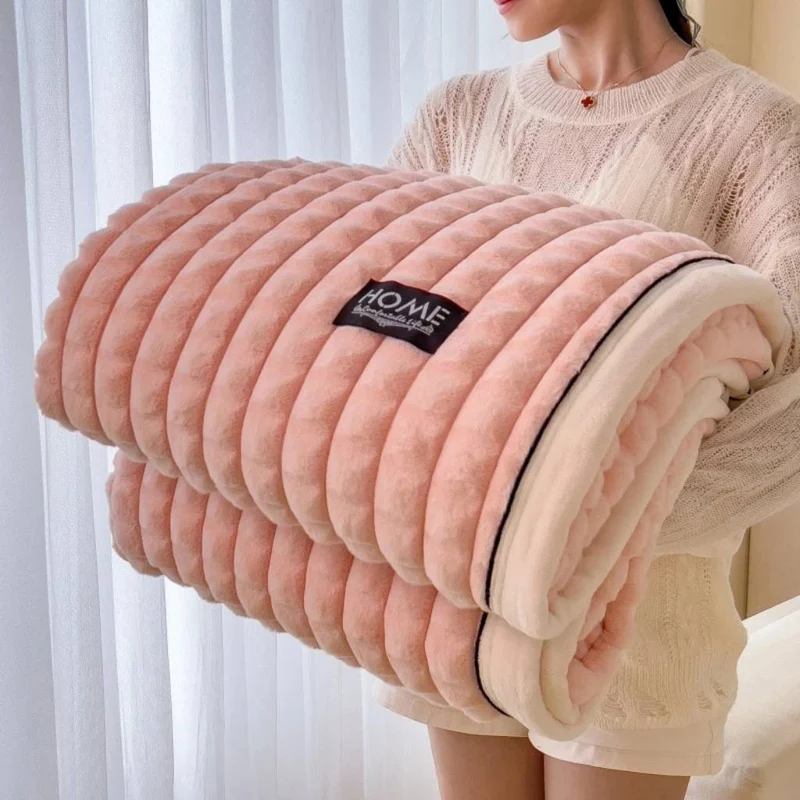 Plaid Canapé Ultra Doux Côtelé - Couverture Moelleuse et Décorative