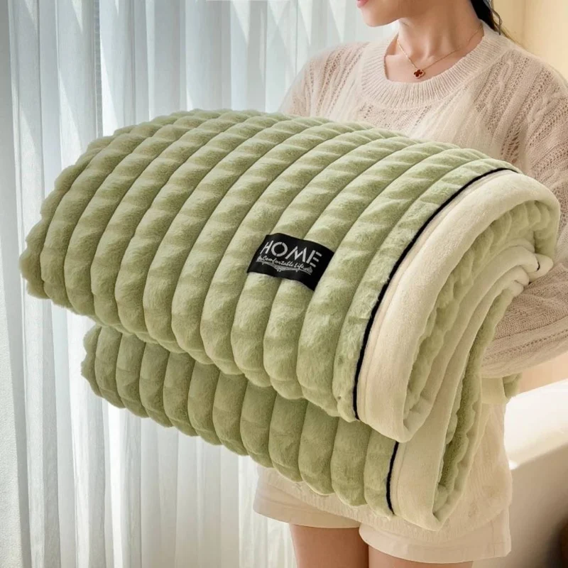 Plaid Canapé Ultra Doux Côtelé - Couverture Moelleuse et Décorative