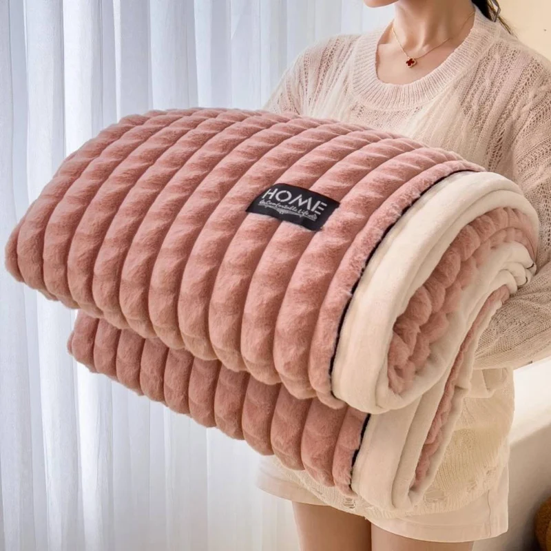 Plaid Canapé Ultra Doux Côtelé - Couverture Moelleuse et Décorative