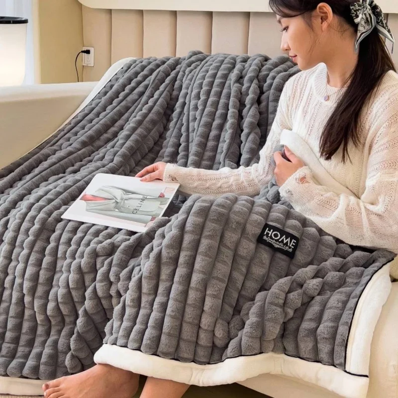 Plaid Canapé Ultra Doux Côtelé - Couverture Moelleuse et Décorative