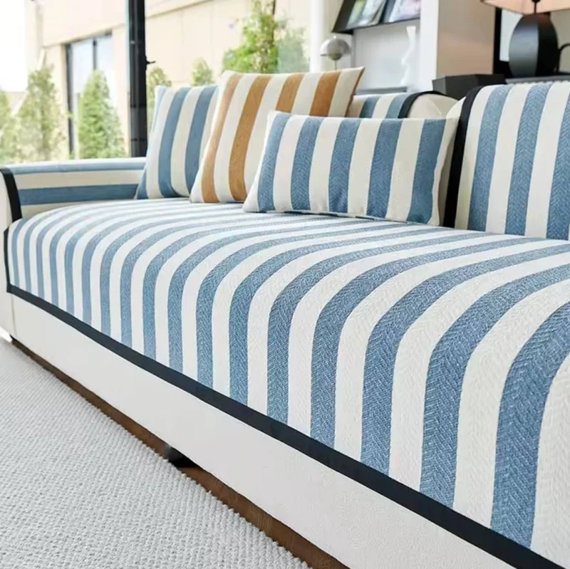 Plaid Canapé Rayé - Protection Élégante et Décoration Moderne pour Salon