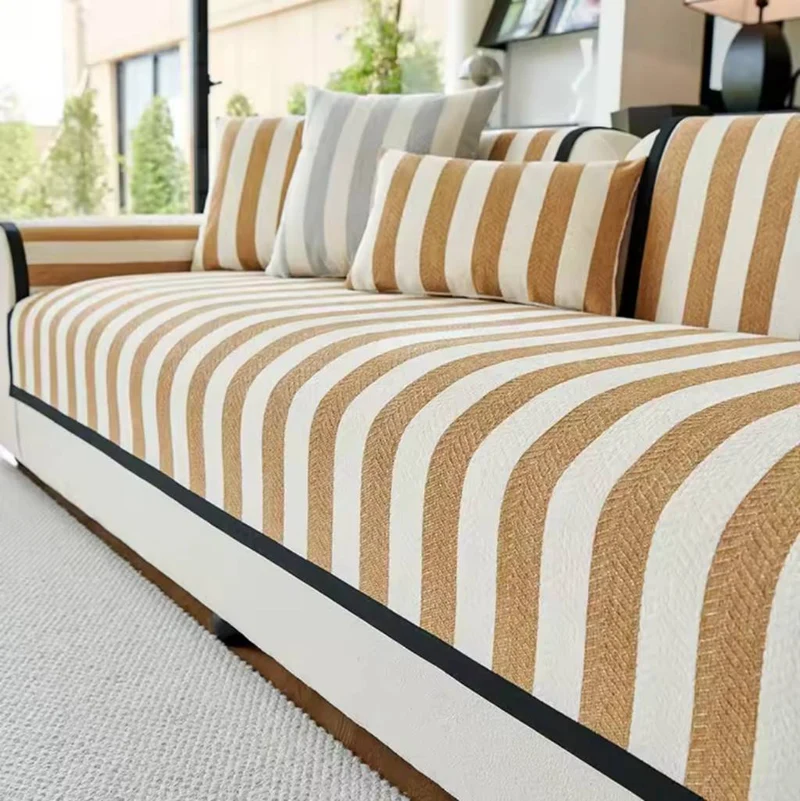 Plaid Canapé Rayé - Protection Élégante et Décoration Moderne pour Salon