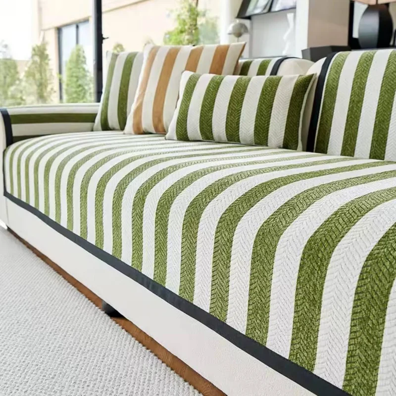 Plaid Canapé Rayé - Protection Élégante et Décoration Moderne pour Salon