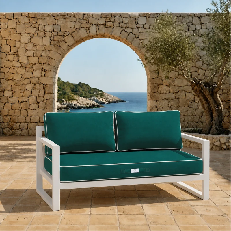 Ensemble Coussins Premium 120x60 Vert Émeraude - 1 Assise + 2 Dossiers (Épais 12cm & Passepoil)