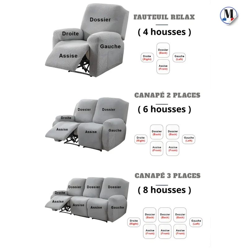 Housse de fauteuil et canapé relax inclinable | Imperméables