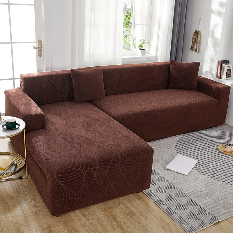 Housse de Canapé d'Angle Imperméable Marron