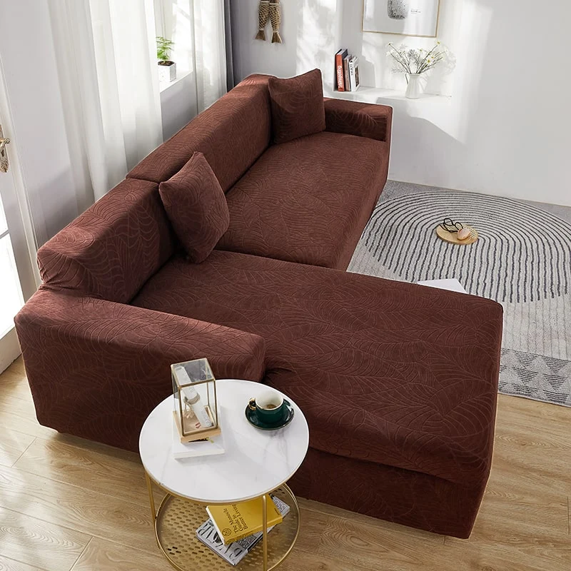 Housse de Canapé d'Angle Imperméable Marron