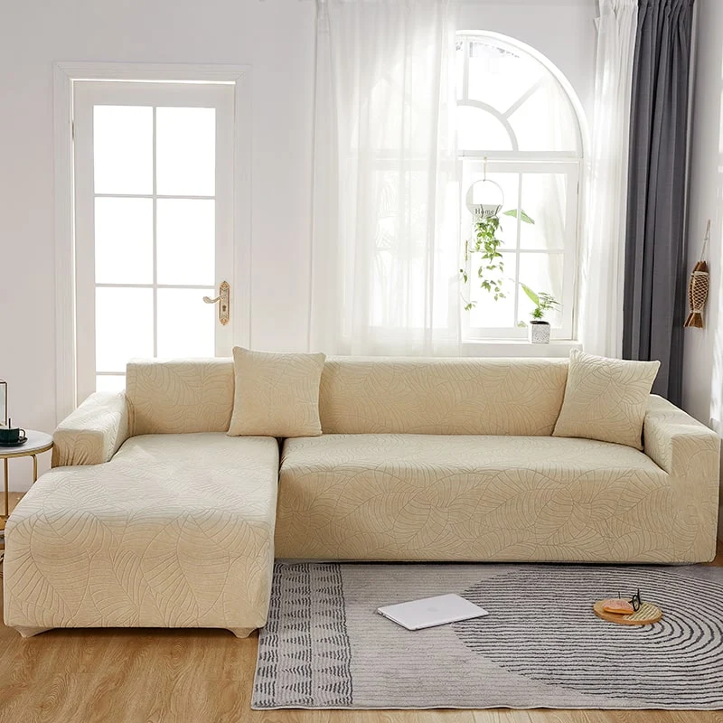 Housse de Canapé d'Angle Imperméable Beige