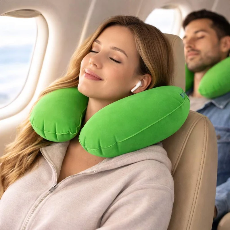 Coussin de Voyage Gonflable vert !