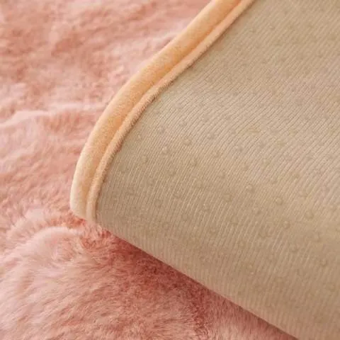 Housse de Canapé Ultra Douce en Fausse Fourrure - Rose Poudré