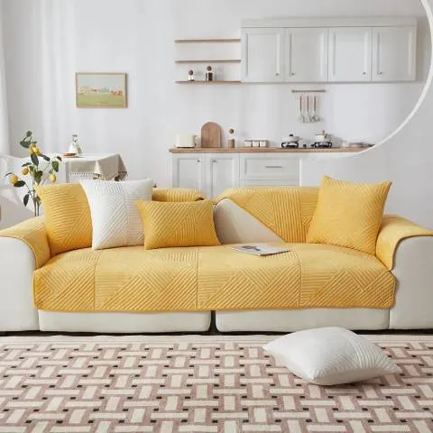 Housse de Fauteuil Matelassée Jaune Moutarde – Élégance et Protection pour Votre Salon