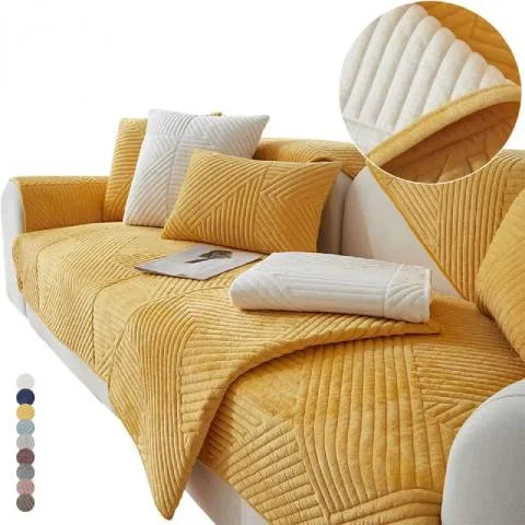 Housse de Fauteuil Matelassée Jaune Moutarde – Élégance et Protection pour Votre Salon