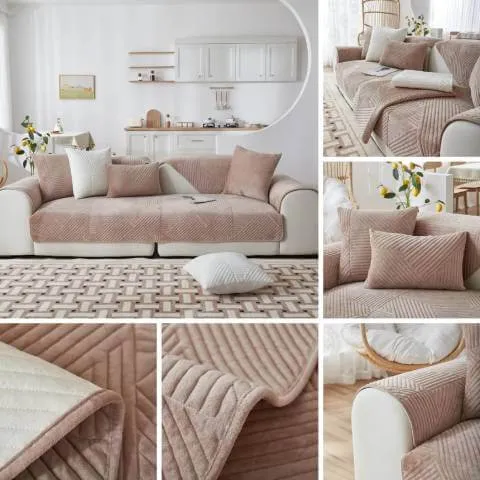 Housse de Fauteuil et Canapé Matelassée Beige – Élégance Discrète et Protection Antidérapante