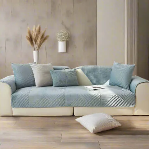 Housse de Fauteuil et Canapé Matelassée Bleu Ciel – Fraîcheur et Confort au Quotidien