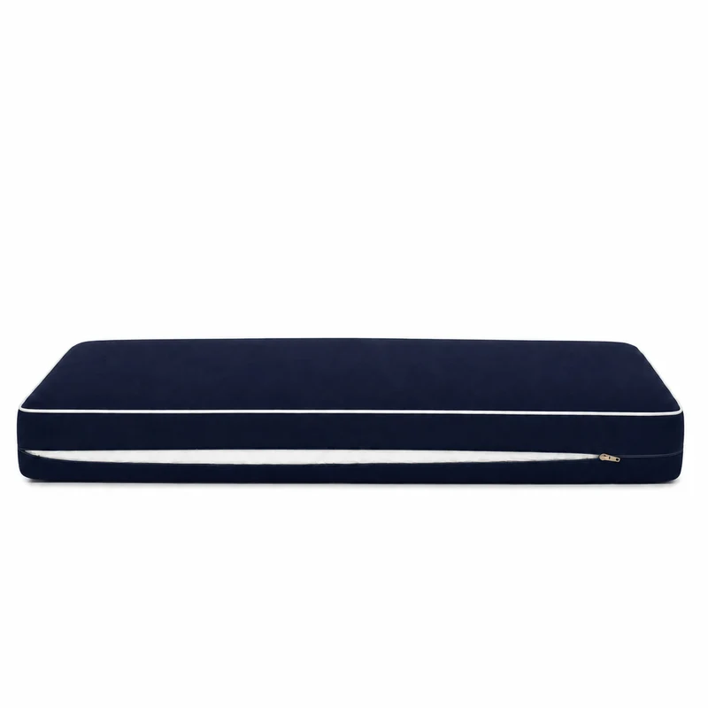Ensemble Coussins Premium 100x50 Bleu Marine - 1 Assise + 2 Dossiers (Épais 12cm & Passepoil)