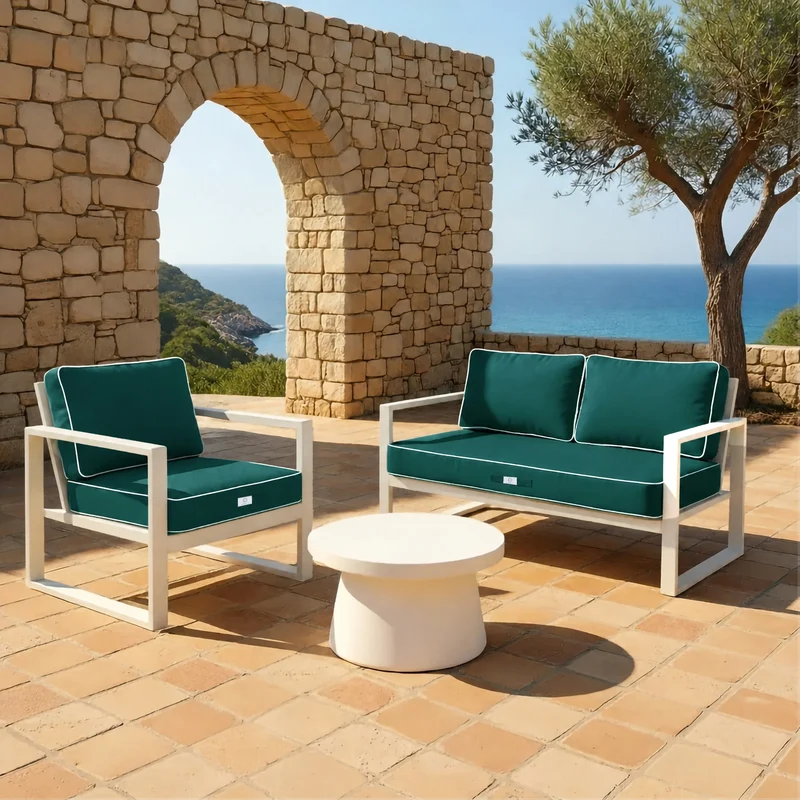 Ensemble Coussins Premium 60x60 Vert Émeraude - Épais 12cm & Finition Passepoil
