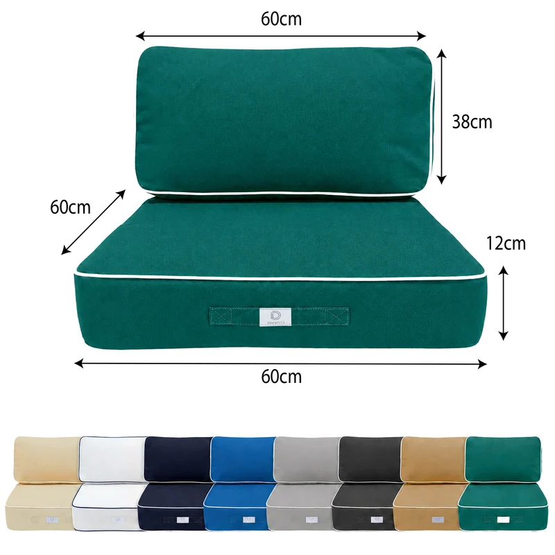 Ensemble Coussins Premium 60x60 Vert Émeraude - Épais 12cm & Finition Passepoil