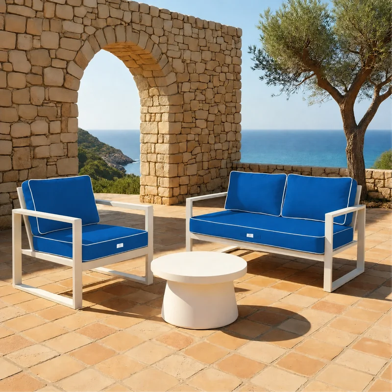 Ensemble Coussins Premium 60x60 Bleu Royal - Épais 12cm & Finition Passepoil