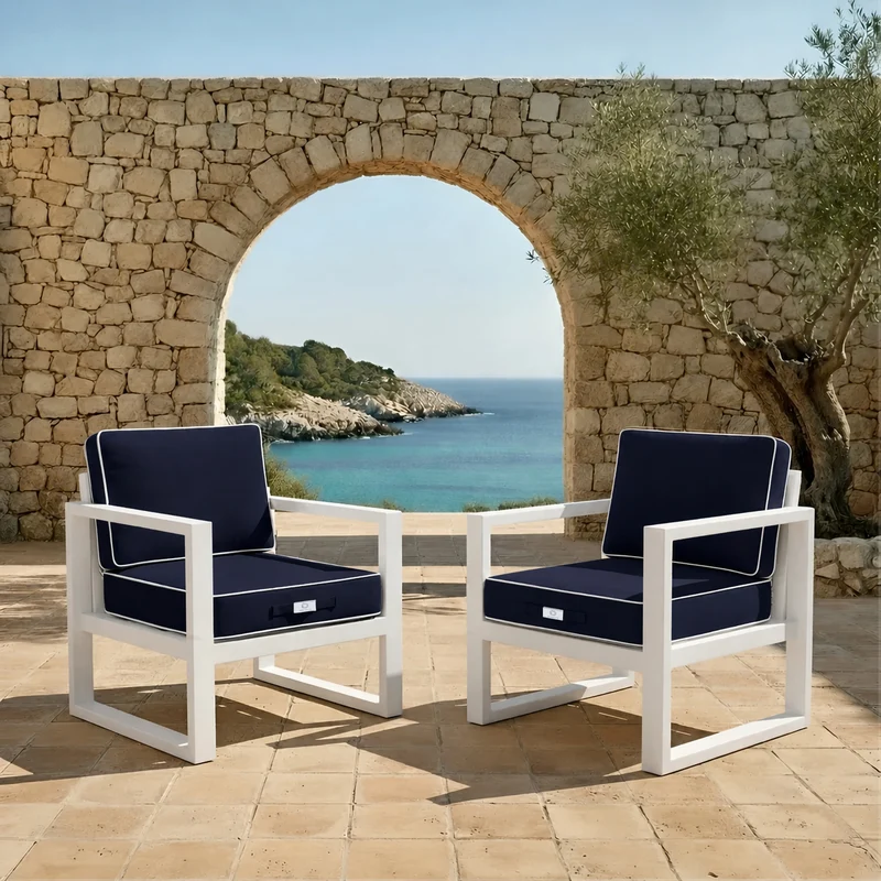 Ensemble Coussins Premium 60x60 Bleu Marine - Épais 12cm & Finition Passepoil