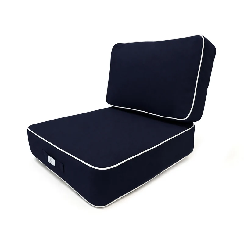 Ensemble Coussins Premium 60x60 Bleu Marine - Épais 12cm & Finition Passepoil