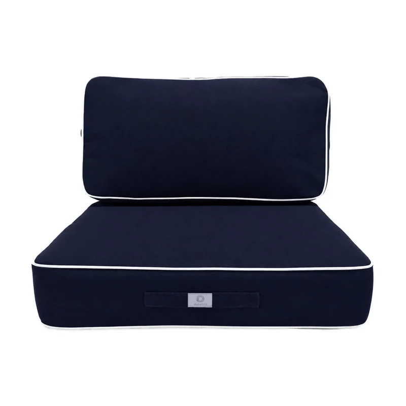 Ensemble Coussins Premium 60x60 Bleu Marine - Épais 12cm & Finition Passepoil