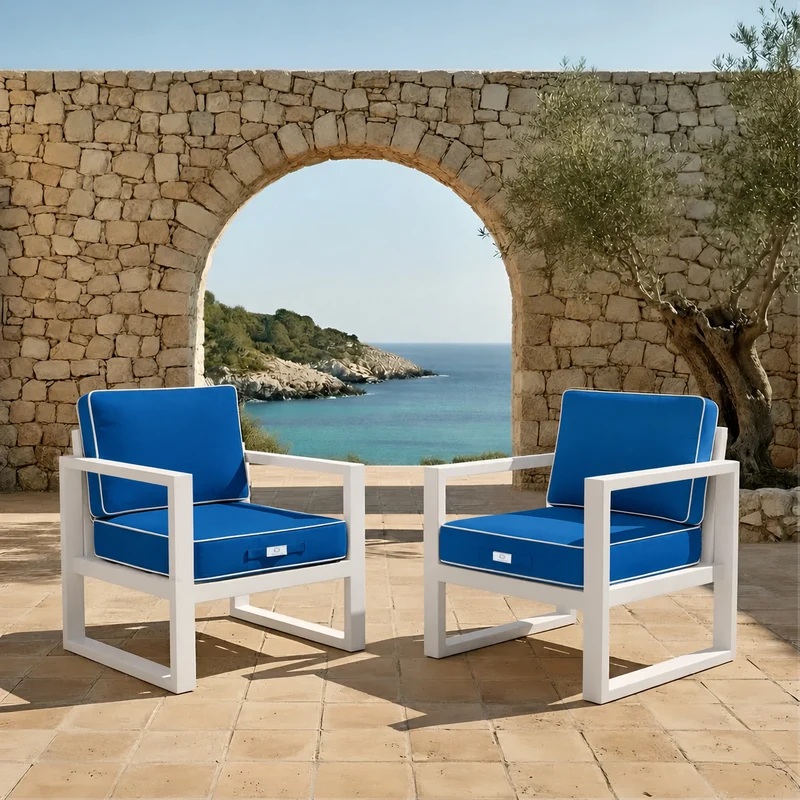 Ensemble Coussins Premium 50x50 Bleu Royal - Épais 12cm & Finition Passepoil