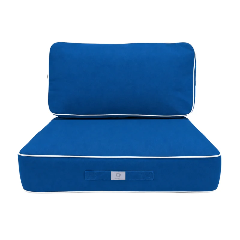 Ensemble Coussins Premium 50x50 Bleu Royal - Épais 12cm & Finition Passepoil