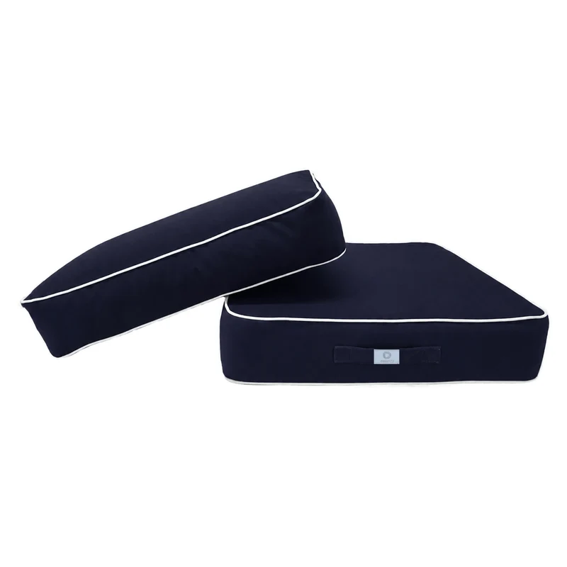 Ensemble Coussins Premium 50x50 Bleu Marine - Épais 12cm & Finition Passepoil