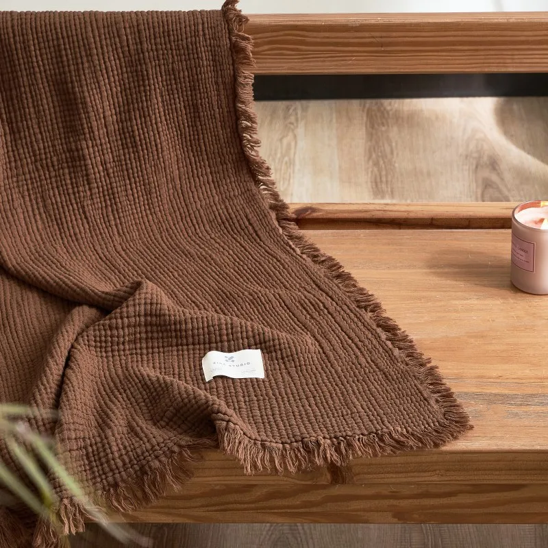 Plaid Canapé Gaze De Coton Marron