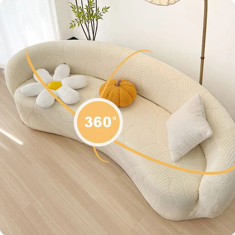 Housse pour canapé incurvé arrondi contemporain extensible texture hibiscus