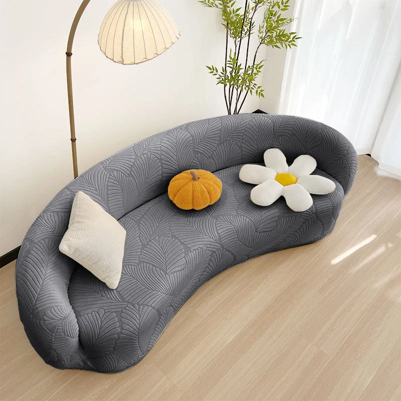Housse pour canapé incurvé arrondi contemporain extensible texture hibiscus