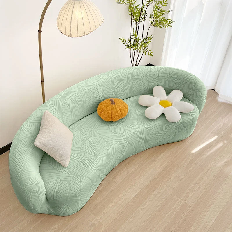 Housse pour canapé incurvé arrondi contemporain extensible texture hibiscus