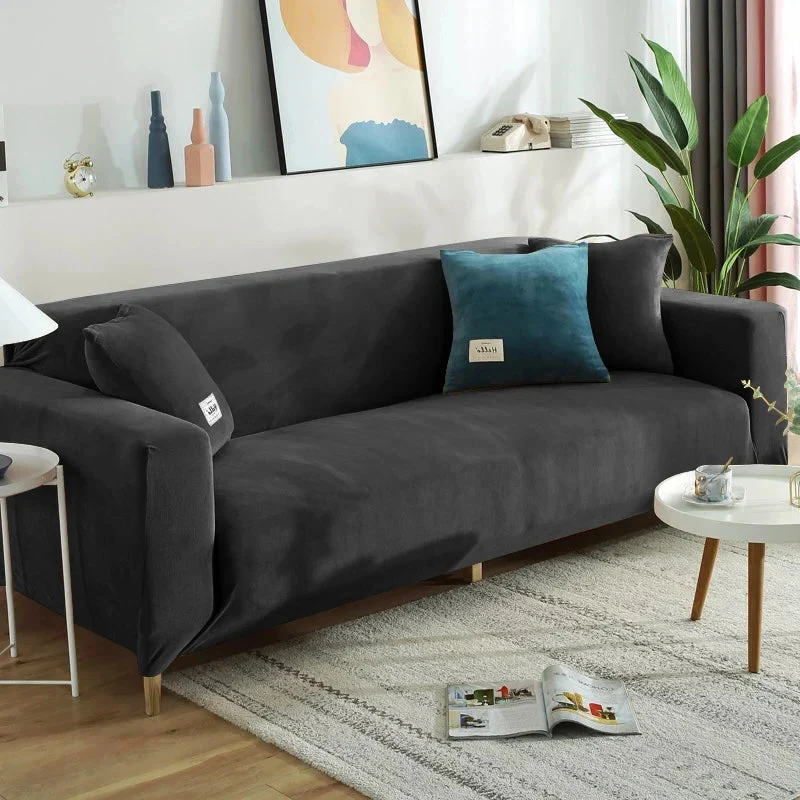 Housse de canapé extensible velours doux et chaleureux prémium