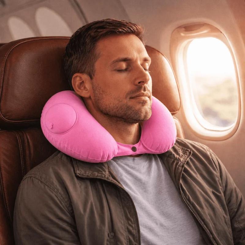 Coussin Avion Gonflable Facile rose !