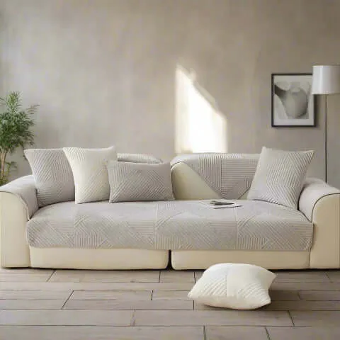 Housse de Fauteuil et Canapé Matelassée Gris Clair – Élégance et Protection