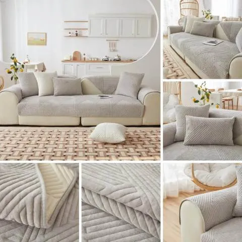 Housse de Fauteuil et Canapé Matelassée Gris Clair – Élégance et Protection