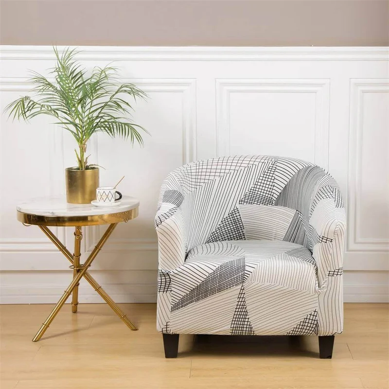 Housse de Fauteuil Club Extensible - Motif Graphique Noir et Blanc