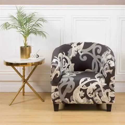 Housse de Fauteuil Club Extensible - Motif Baroque Élégant