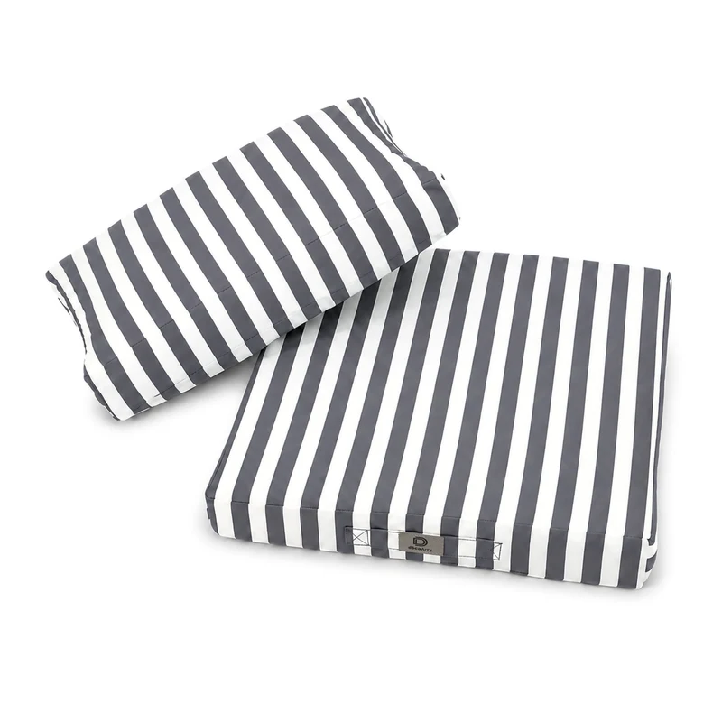 Ensemble Coussins Chaise Jardin 40x40 Rayure Gris Foncé - Premium 270g (Assise + Dossier)