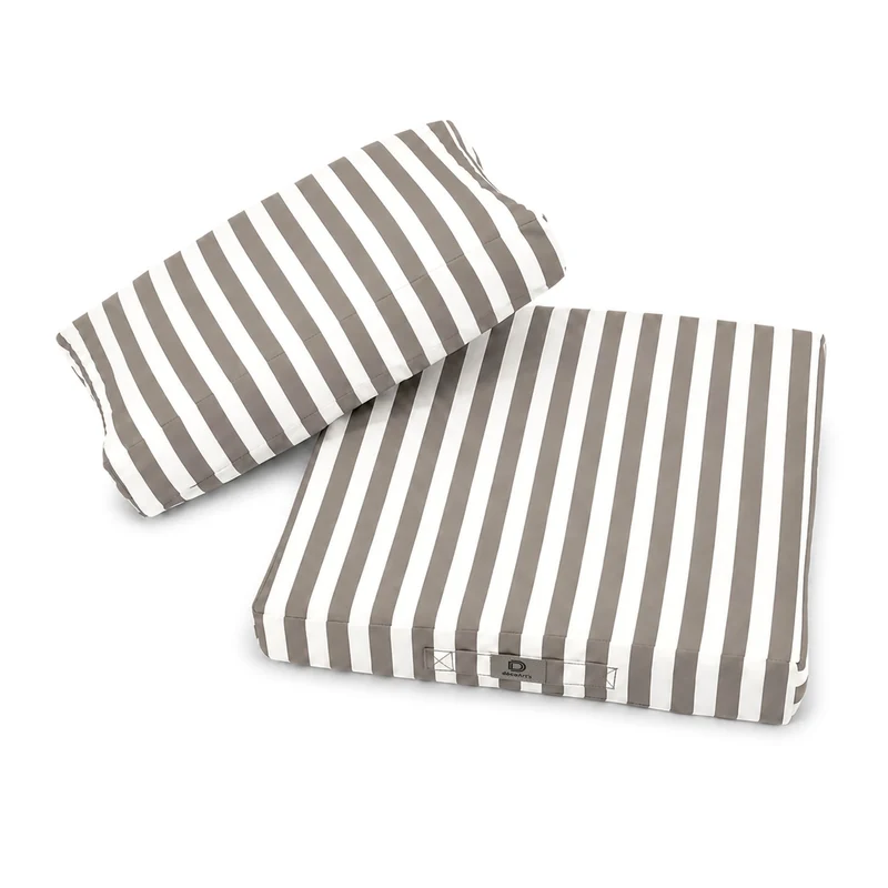 Ensemble Coussins Salon Jardin 60x70 Rayure Beige - Premium 270g (Assise + Dossier)