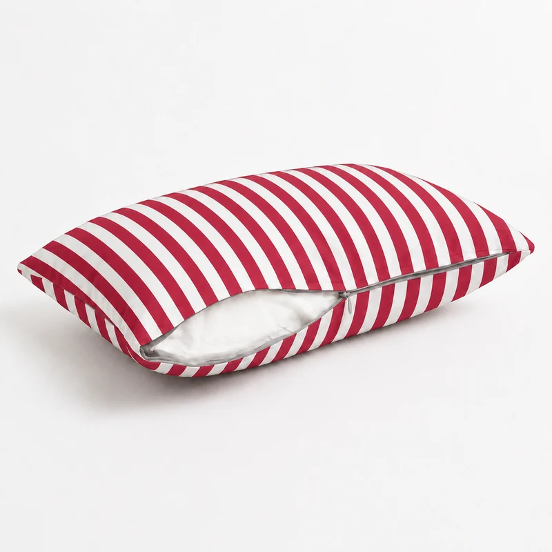 Lot de 2 Coussins d'Appoint Jardin 60x35 cm Rayure Rouge - Premium 270g Déhoussable
