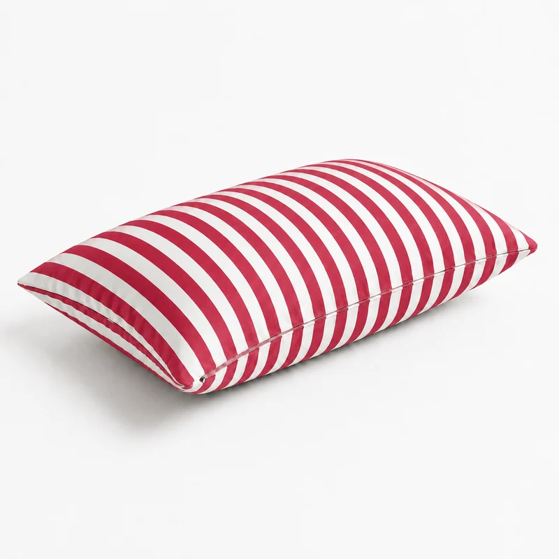 Lot de 2 Coussins d'Appoint Jardin 60x35 cm Rayure Rouge - Premium 270g Déhoussable